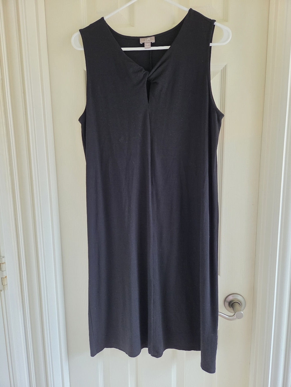 J. Jill Wearever Shift Tank Dress Size M Black Sleeveless Twist Keyhole Neck‎